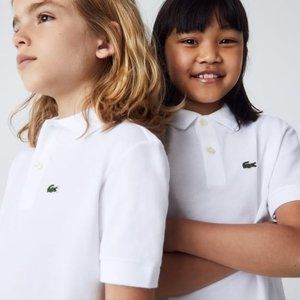 Lacoste Kids Regular Fit Piqué White Polo
